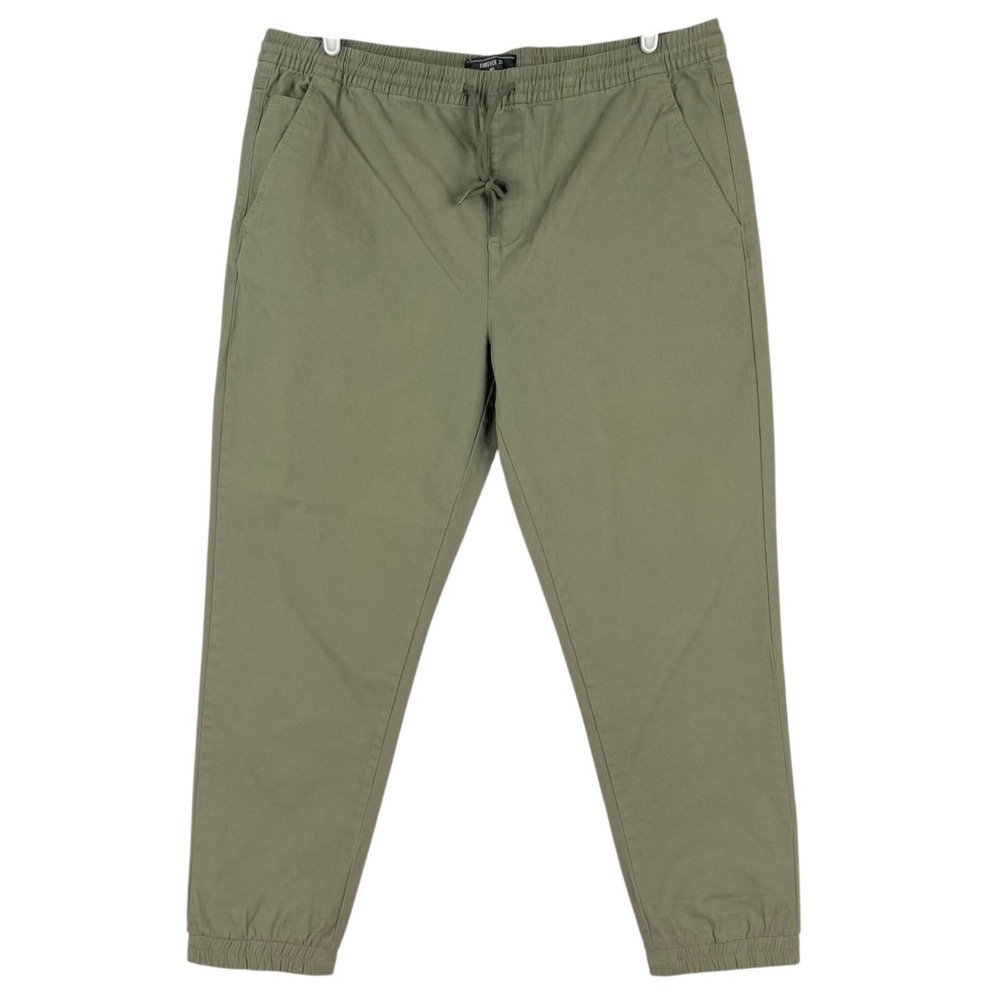 Forever 21 Men Olive Green Jogger Pants Size 2XL Elastic Waist w/Drawstring  NWT